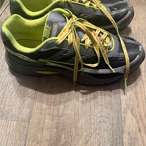 Nike Black and Lime Athletic Shoes